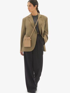 Valextra Brera B-Tracollina Slim Crossbody Micro Bag Light Brown Leather